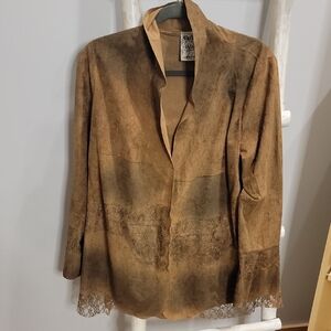 Vocal Brown Lace-Accent Women's Blazer